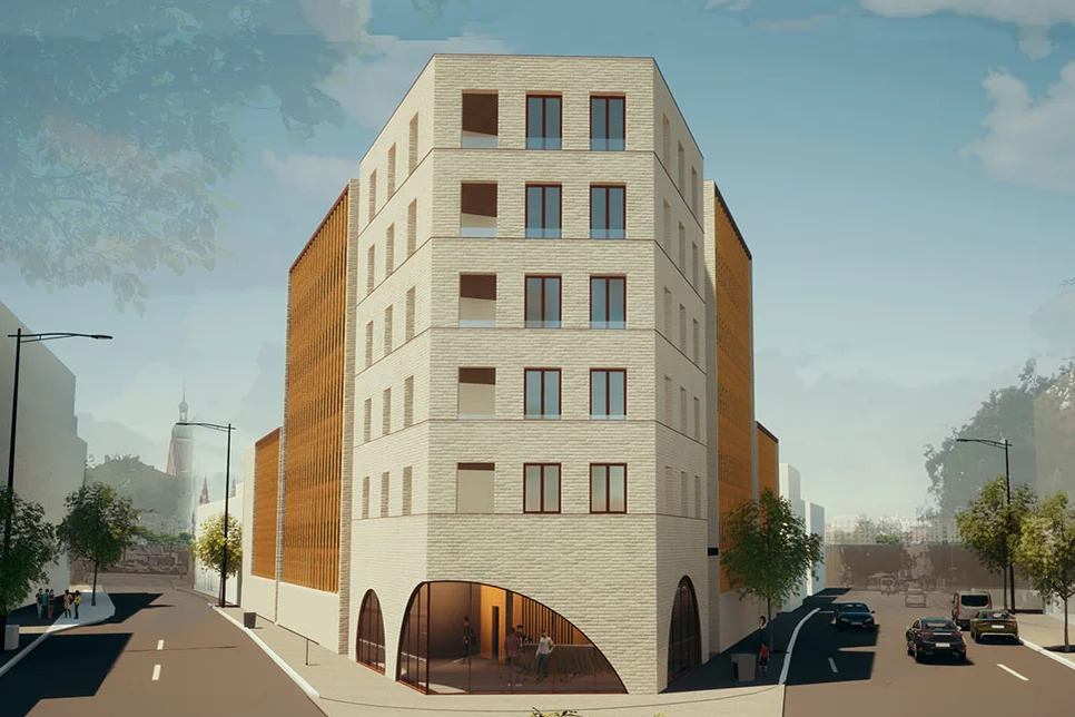 Modellvorschau von dem Studentenwohnheim an der Persiluhr in Straubing